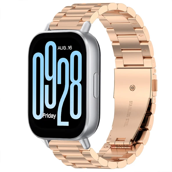 Redmi Watch 5 Active Redmi 5 Lite Uyumlu Kordon Kordon Paslanmaz Döküm Çelik Metal Baklalı Kordon  Rose ürün görseli 1