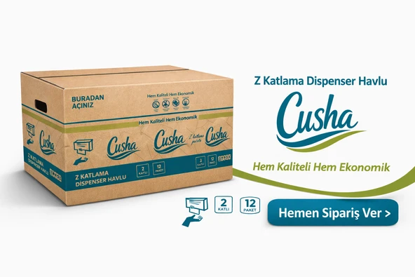 CUSHA EKONOMİK PAKET Z Katlama Dispenser Havlu 12 Paket %100 YERLİ ürün görseli 1