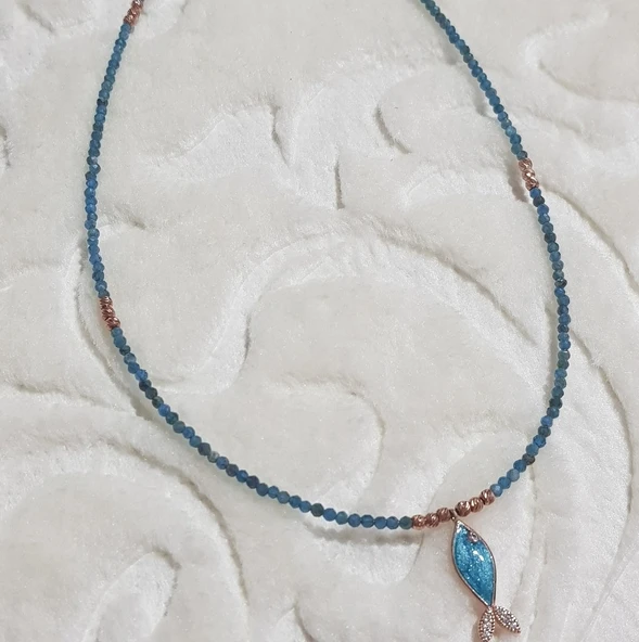 Aventerun Taşı Mineli Balık Tasarım Gümüş Kolye ürün görseli 1