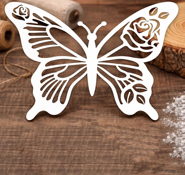5’li MDF Kelebek Süs | 5x5 cm | Ahşap Dekor & Hobi Boyama ürün görseli 1