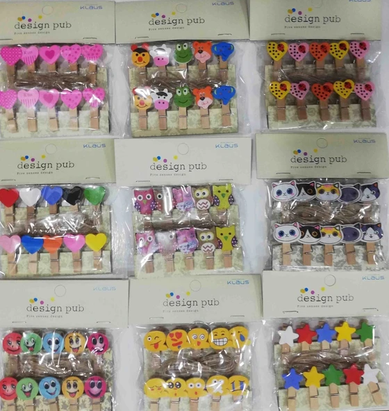 10'lu Şekilli Ahşap Mandallar 3.5cm (10'lu Set-10 Paket) ürün görseli 1