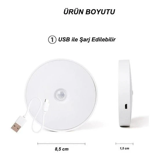 Şarjlı Sensörlü Gece Led Lambası Egonex - Resim 3