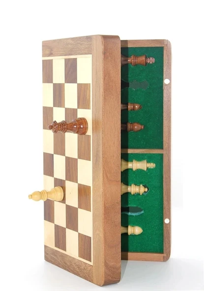 Mıknatıs Taşlı Ahşap Katlanabilir Kutulu Satranç Oyunu 35 Cm G224 ürün görseli 1