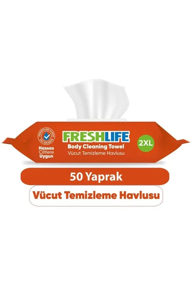 Freshlife 2XL Vücut Temizleme Havlusu 18 x 50 (18 Paket) 900 Adet ürün görseli 1
