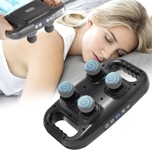 4 Başlıklı Masaj Sı - Ergonomik Derin Doku Sırt Ve Boyun Masaj Aleti Ağrı Ve Sızı Giderici ürün görseli 1