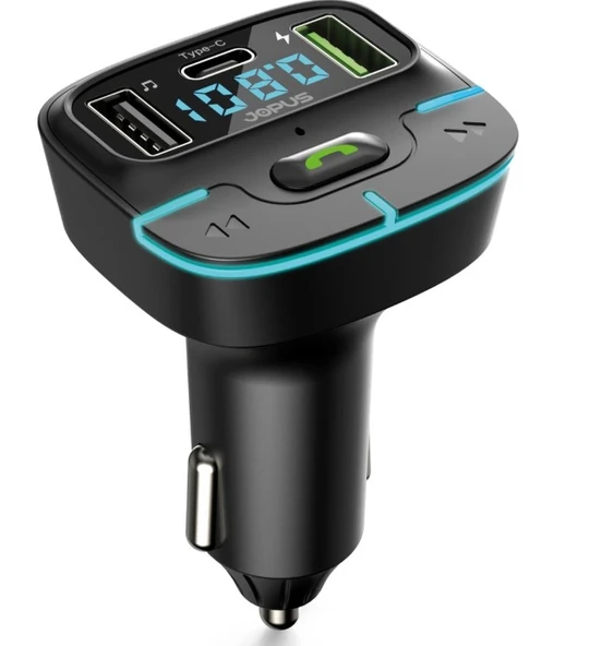 Araç Müzik Çalar Fm Transmitter F9 Bluetooth Araç Kiti USB Type-C Hızlı Şarj Çıkışlı Çakmaklık şarj ürün görseli 1