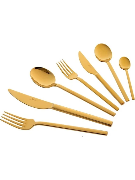 Jumbo 8100 Titanyum Gold 84 Parça 12 Kişilik Çatal Kaşık Bıçak Seti Deri ürün görseli 1