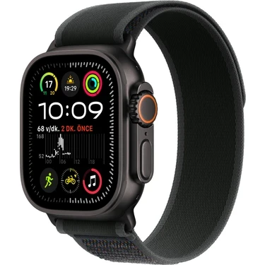 Apple Watch Ultra 2 GPS + Cellular, 49 mm Siyah Titanyum Kasa ve Siyah Trail Loop - S/M ürün görseli 1