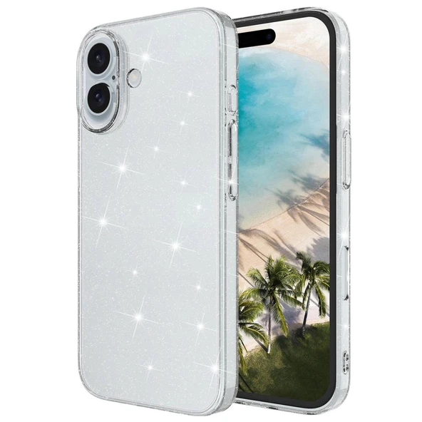 iPhone 16 Plus Kılıf Parlayan Simli Şeffaf Bright Glitter Kapak ürün görseli 1