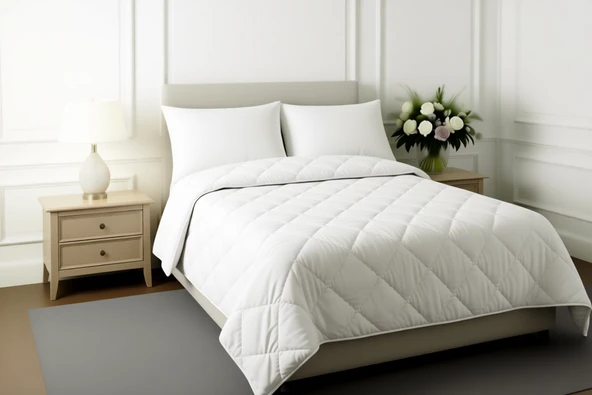Pollycotton Desenli Yorgan Çift Kişilik 195x215 cm - 300 gr - Beyaz ürün görseli 1