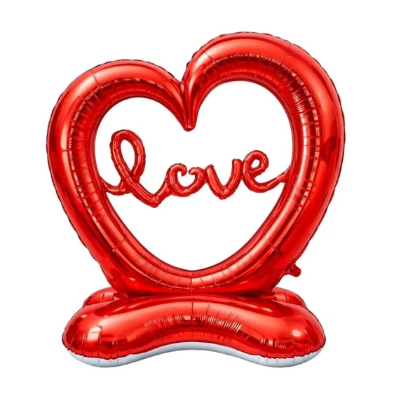 Sevgililer Günü Love Kırmızı Kalp Ayaklı Folyo Balon 1 Adet ürün görseli 1