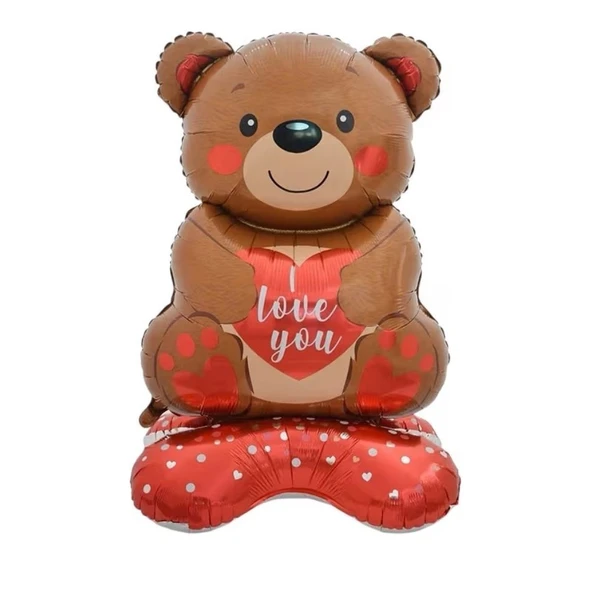 Ayaklı I Love You Ayıcık Şekilli Folyo Balon 1 Adet ürün görseli 1