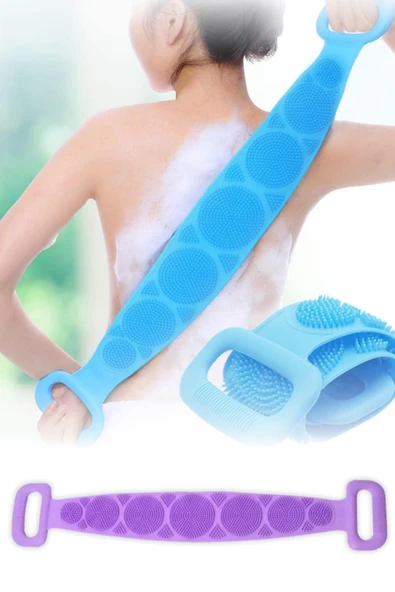 Mucit Home Banyo Sırt Kesesi Çift Taraflı Silikon Duş Lifi Fırçası 70 cm ürün görseli 1