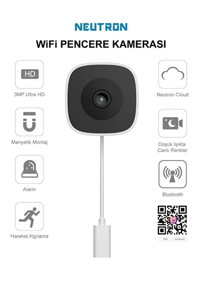 Neutron NTL-IP15GS-3MP Full HD Gece Görüşlü Wi-Fi Pencere Kamerası ürün görseli 1