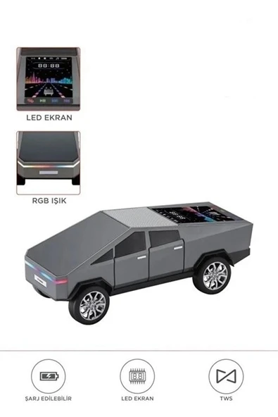 D68 Cyber Model Araba Tasarımlı Bluetooth Hoparlör 15w Güçlü Ses Rgb Led /tws/usb Gri ürün görseli 1