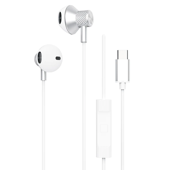 S-Link Sl-Tpk05 Typec Telefon Uyumlu Metal Beyaz Kulak İçi Mikrofonlu Kulaklık ürün görseli 1