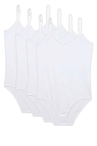 4 Adet İp Askılı Kadın Çıtçıtlı Body Beyaz ürün görseli 1