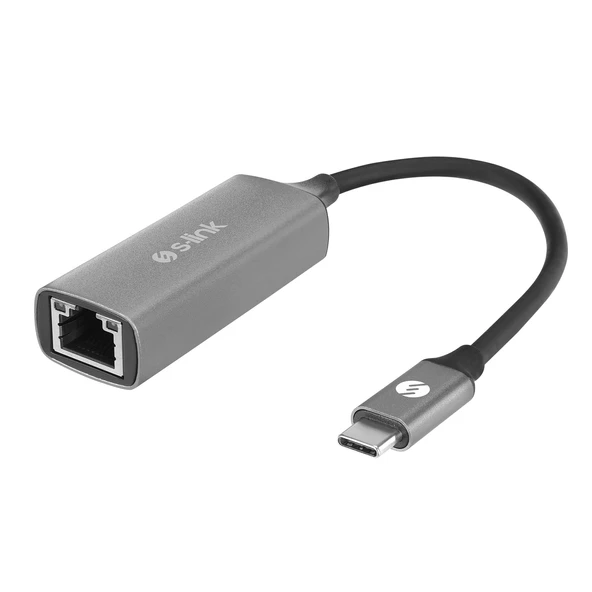 S-Link Sw-U336 Gri Metal Type-C To Rj45 10-100-1000Mbps Gigabit Adaptör ürün görseli 1
