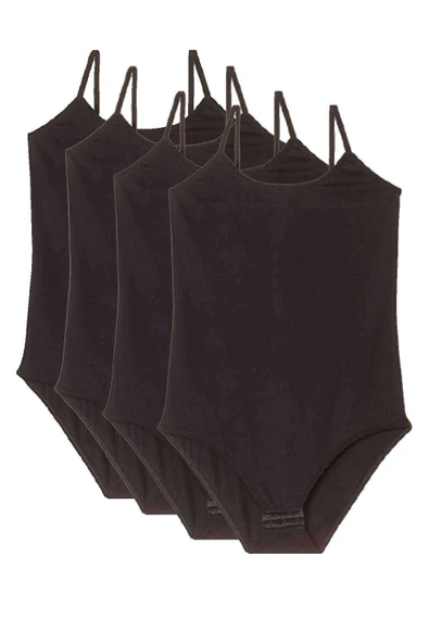 4 Adet İp Askılı Kadın Çıtçıtlı Body Siyah ürün görseli 1