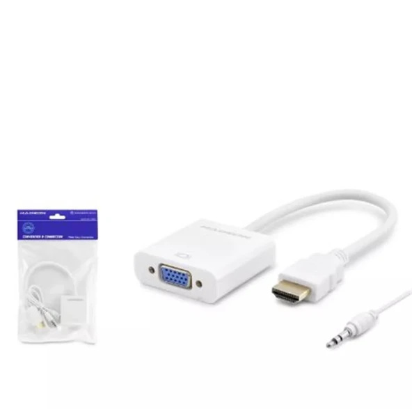 Hadron Hdx2019 Hdmi To Vga F Çevirici 1080P + Audio Beyaz ürün görseli 1