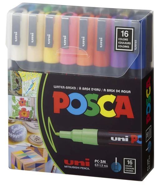 Uni-Ball Posca 0.9-1.3 Su Bazlı Boyama Kalemi Markörü 16 Renk ürün görseli 1