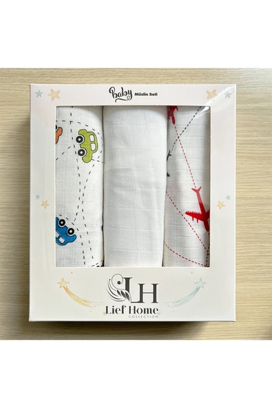3’lü Müslin Örtü Seti - 75x85 Cm - %100 Pamuk - Yenidoğan Için Kutulu ürün görseli 1