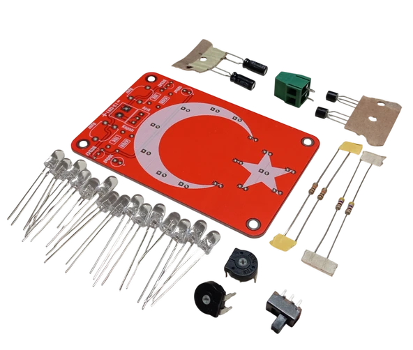 DC 3-12V Yanıp Sönen Flaşörlü Türk Bayraklı Flip Flop Ledli Işık Kendin Yap Hobi Devresi DIY Lehimleme Kiti - Demonte(Montesiz) ürün görseli 1
