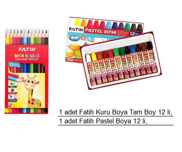 Okul Fatih Boya Seti Kuru Boya, Pastel Boya 2 li ürün görseli 1
