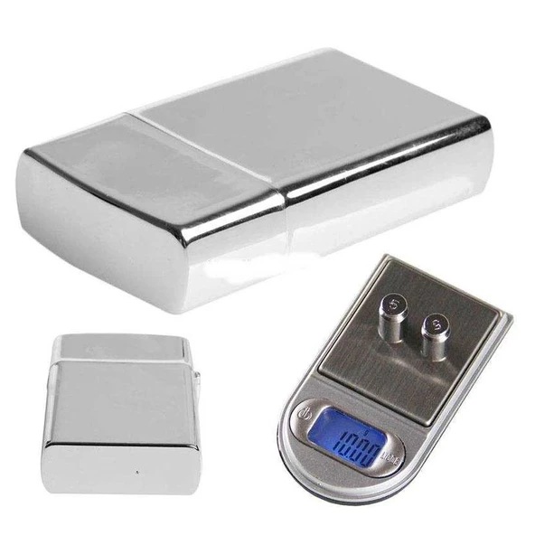 Diamond Zippo Çakmak Şeklinde Kutulu Mini Cep Hassas Dijital Terazi (200gr-0.01) ürün görseli 1