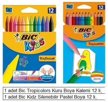 Okul Bic Boya Seti Kuru Boya, Pastel Boya 2 li ürün görseli 1