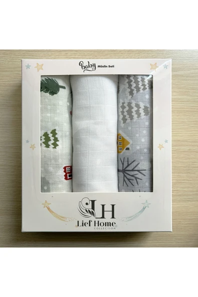 3’lü Müslin Örtü Seti - 75x85 Cm - %100 Pamuk - Yenidoğan Için Kutulu ürün görseli 1