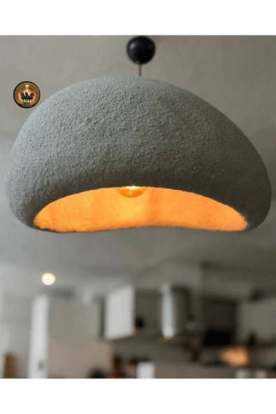 ışıksan aydınlatma ÇAP 60 CM  PETRA BETON AVİZE GRİ DOĞAL TAŞ EFEKTLİ TASARIM ürün görseli 1