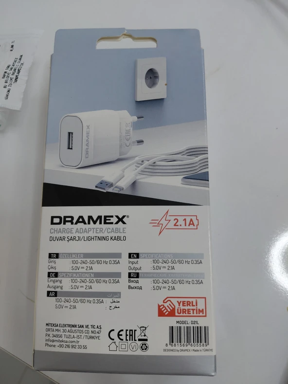 Duvar Şarjı Lightning Kablo 2.1A - Resim 2