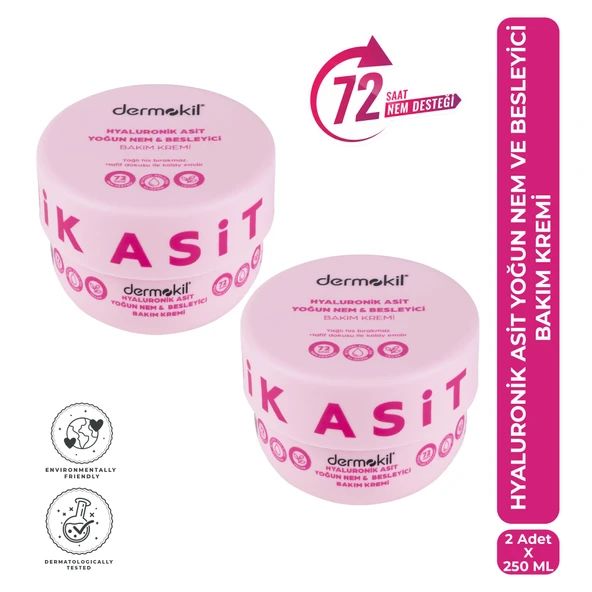 Dermokil Hyaluronik Asit Yoğun Nem ve Besleyici Bakım Kremi 250 ml x 2 Adet ürün görseli 1