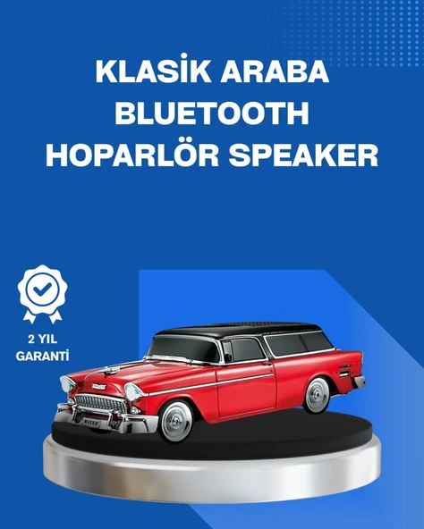 Retro Araba Şekilli Kablosuz Bluetooth Hoparlör ürün görseli 1