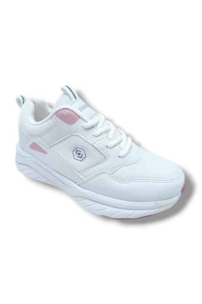 Queen Step 2110-26 Deri Anorak Anatomik Kadın Sneaker Beyaz Pembe ürün görseli 1
