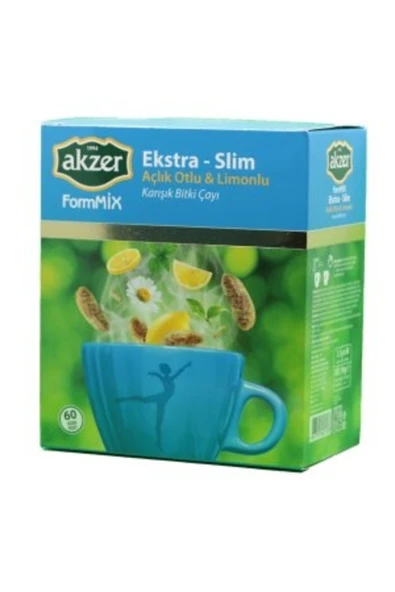 Gülübik Akzer Akzer Formmix Ekstra Slim Açlık Otu Limonlu Karışık Bitki Süzen Poşet Çay 60x1.5gr ürün görseli 1