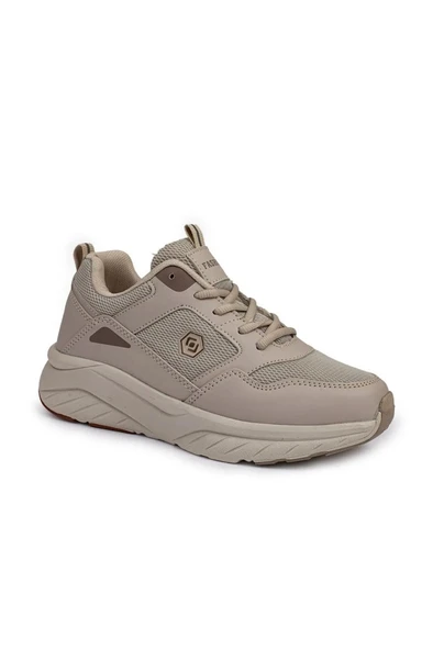 Queen Step 2110-26 Deri Anorak Anatomik Kadın Sneaker Bej Kahve ürün görseli 1