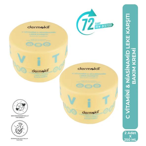 Dermokil C Vitamini & Niasinamid Leke Karşıtı Bakım Kremi 250 ml x 2 Adet ürün görseli 1