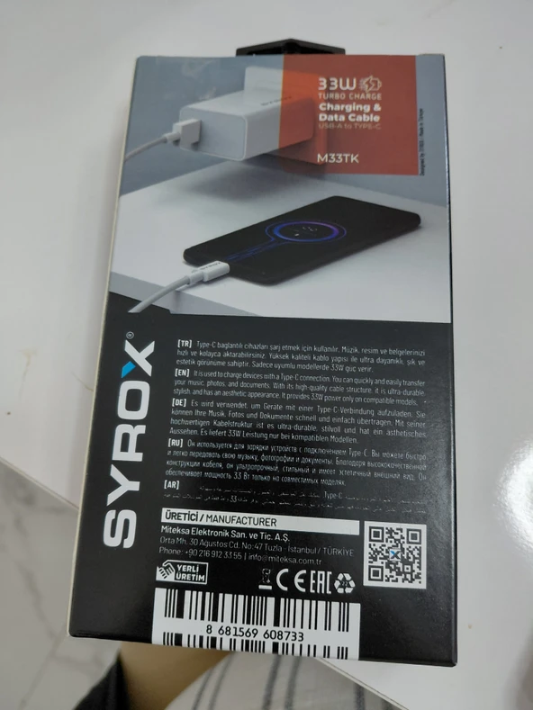 Syrox M33TK 33W USB to Type-c Kablo - Resim 2