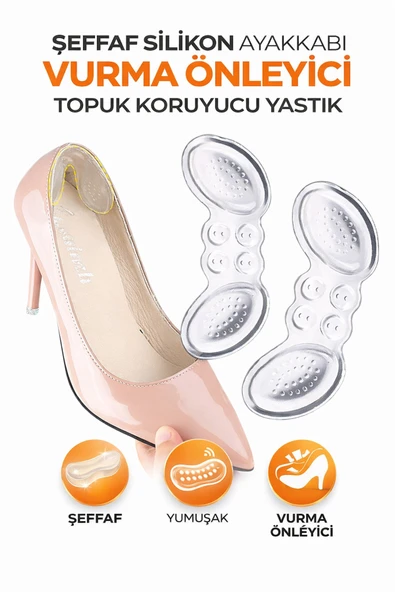 Şeffaf Silikon Ayakkabı Vurma Önleyici Topuk Koruyucu Yastık Kaymaz Topuk Pedi 2 Adet ürün görseli 1