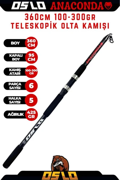 Anaconda 360cm 100-300gr Teleskopik Olta Kamışı ürün görseli 1