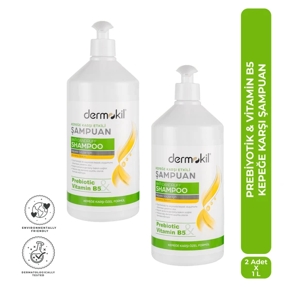 Dermokil Prebiyotik & Vitamin B5 Kepeğe Karşı Şampuan 1 Litre x 2 Adet ürün görseli 1