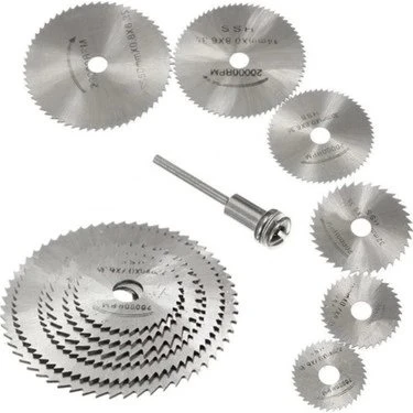 Metal 6 Parça Mini Matkap Ucu Ahşap Kesme Yuvarlak Çelik Bıçak Disk Testere Seti Kiti ürün görseli 1