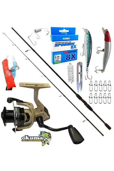Okuma Outrax 3000 270cm 20-40gr Remixon Double Black Rapala Maket Balık Spin Olta Takımı Seti ürün görseli 1