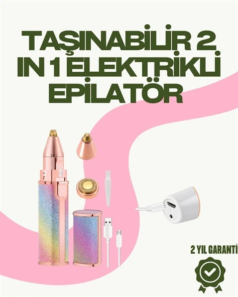 8000 Rpm Taşınabilir Epilatör – Kaş Düzeltici Ve Dudak Epilatörlü Pille Çalışan ürün görseli 1