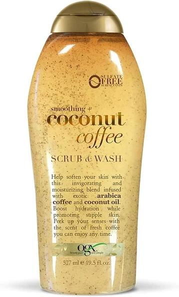 OGX Smoothing Coconut Coffee Scrub & Wash 577ML ürün görseli 1