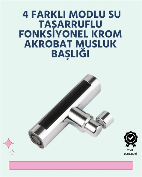Krom Kaplamalı Çok Fonksiyonlu Musluk Başlığı | Paslanmaz Malzeme ürün görseli 1