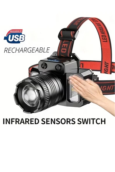 Dual Light Source Şarjlı ve Sensörlü Kafa Lambası - Resim 2