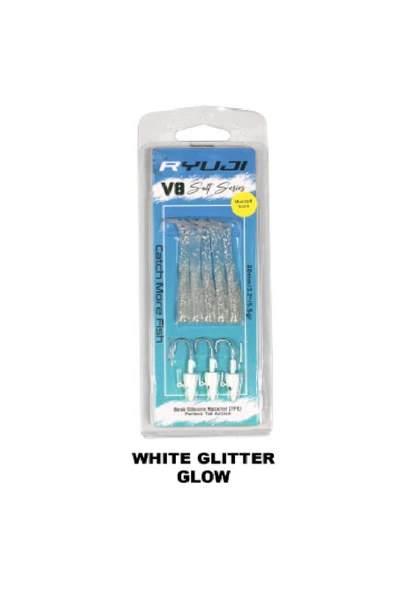 Ryuji V8 8cm 5.5gr White Glitter Glow Silikon Yem ürün görseli 1